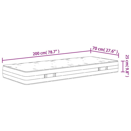 Vzmetnica z žepkastim vzmetenjem srednje trda 70x200 cm