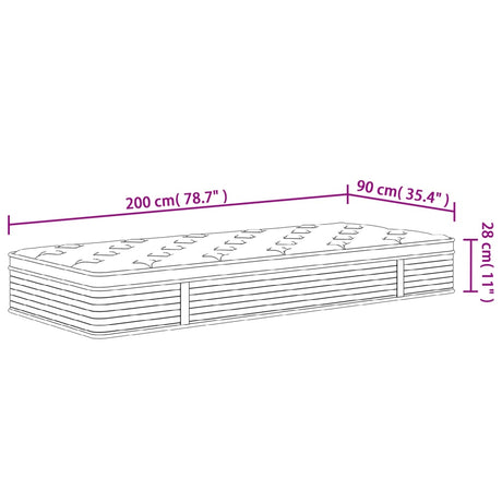 Vzmetnica z žepkastim vzmetenjem srednja 90x200 cm