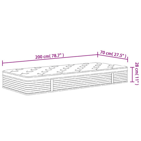 Vzmetnica z žepkastim vzmetenjem srednja 70x200 cm