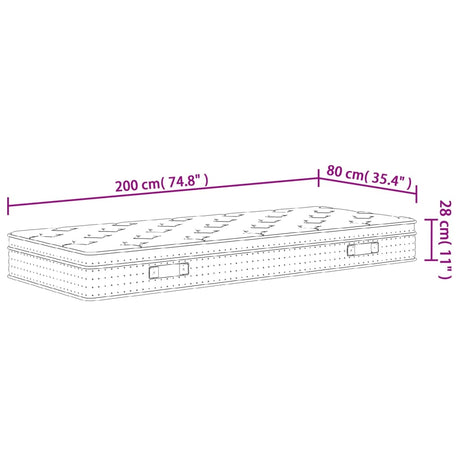 Vzmetnica z žepkastim vzmetenjem srednja 80x200 cm