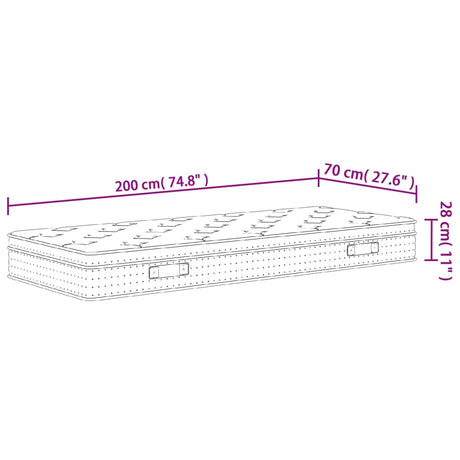 Vzmetnica z žepkastim vzmetenjem srednja 70x200 cm