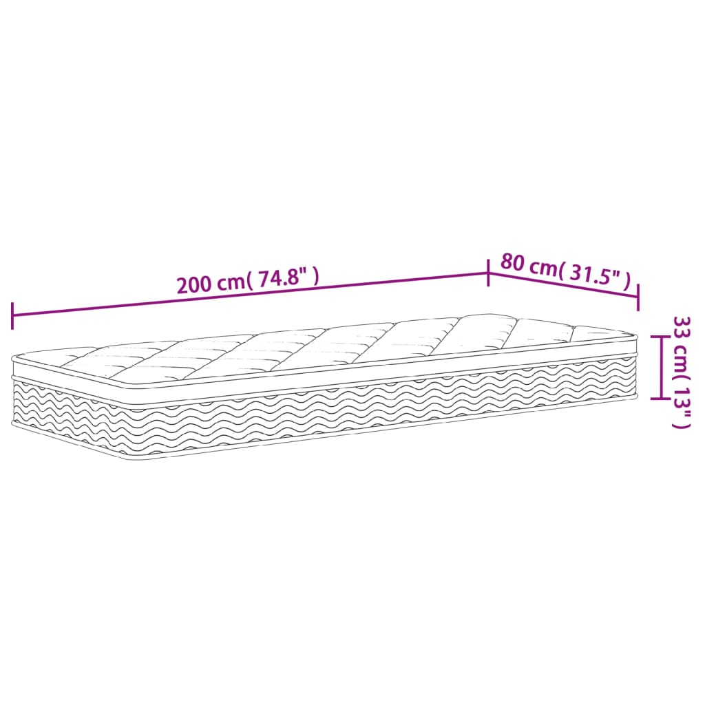 Vzmetnica z žepkastim vzmetenjem srednja plus 80x200 cm