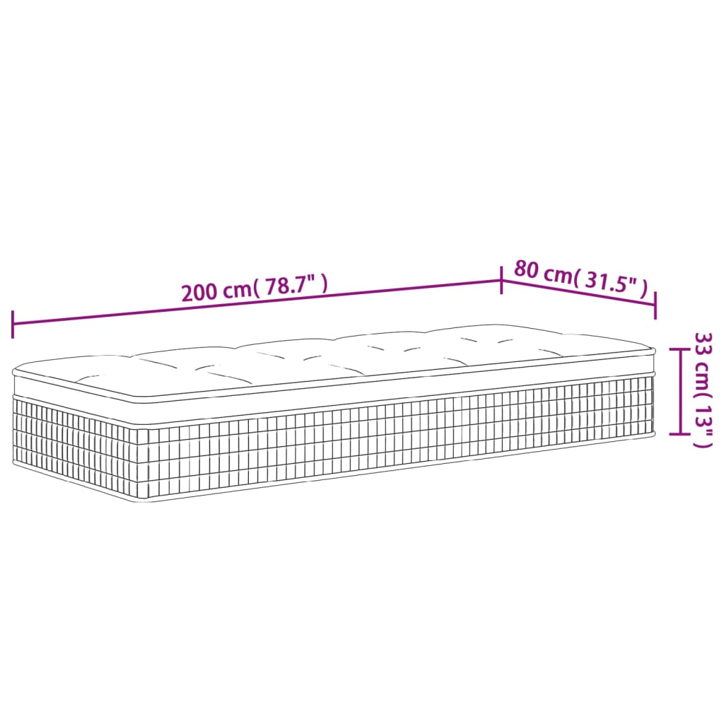 Vzmetnica z žepkastim vzmetenjem srednja plus 80x200 cm