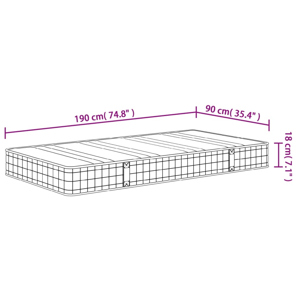 Vzmetnica z bonnell vzmetenjem srednje trda 90x190 cm enojna