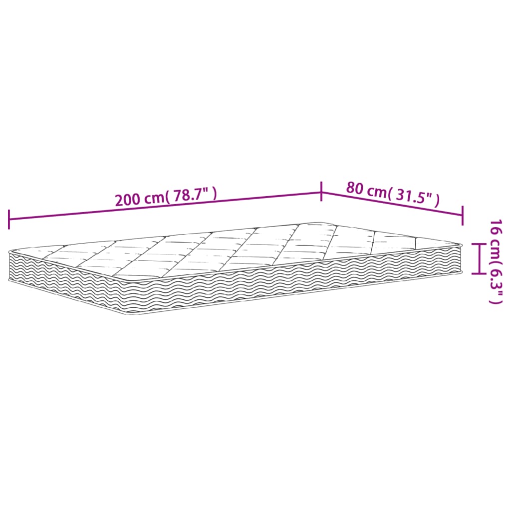 Vzmetnica iz pene srednje mehka 80x200 cm