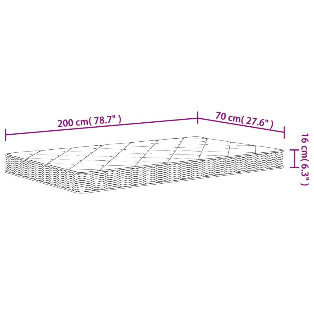 Vzmetnica iz pene srednje mehka 70x200 cm