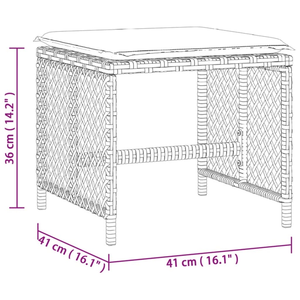 Vrtni stolčki z blazinami 4 kosi črni 41x41x36 cm poli ratan