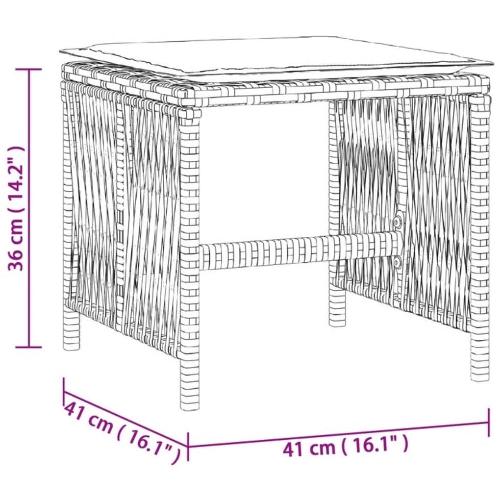 Vrtni stolčki z blazinami 4 kosi sivi 41x41x36 cm poli ratan