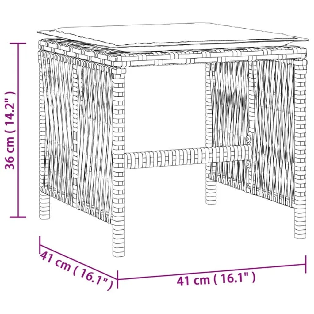 Vrtni stolčki z blazinami 4 kosi bež 41x41x36 cm poli ratan