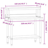 Kuhinjska delovna miza s polico 110x55x120 cm nerjaveče jeklo