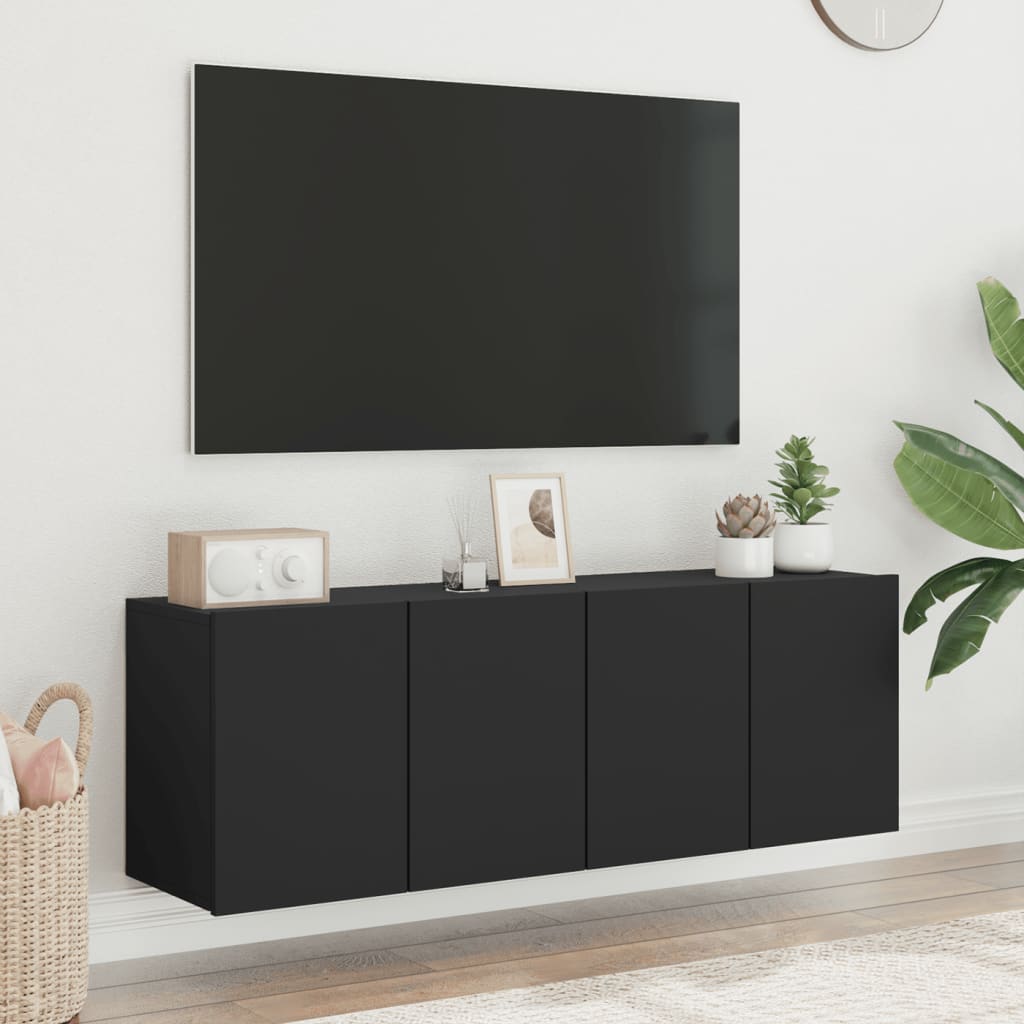 Stenske TV omarice 2 kosa črna 60x30x41 cm