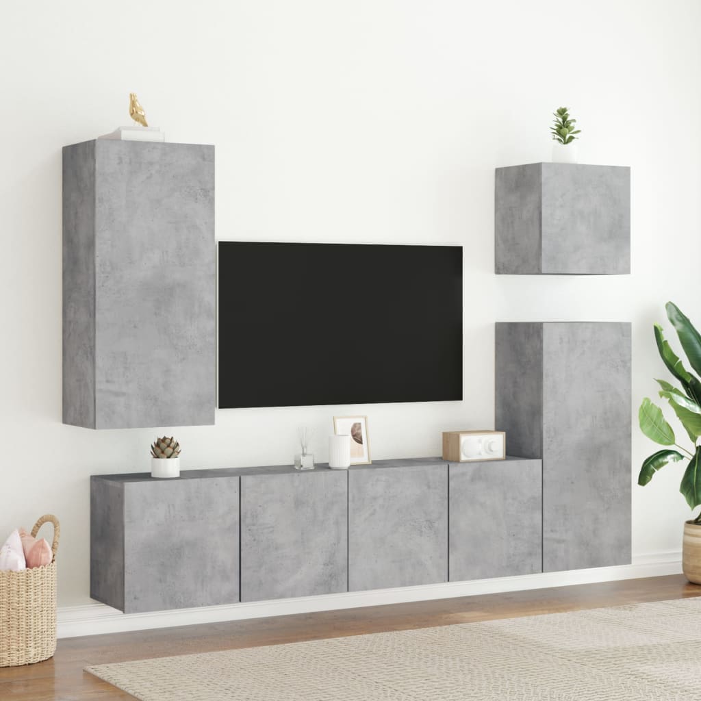 Stenske TV omarice 2 kosa betonsko siva 80x30x41 cm