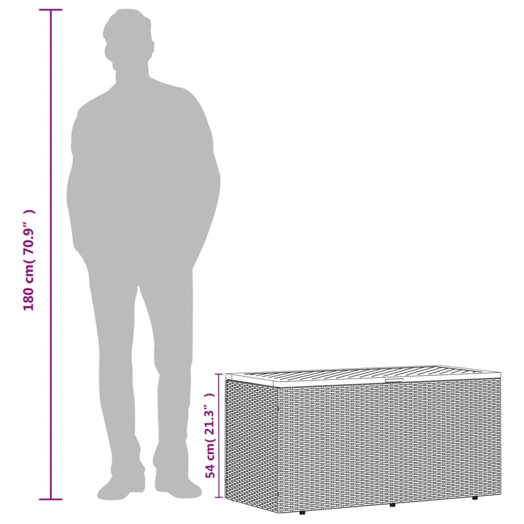 Vrtna škatla za shranjevanje bež 110x50x54 cm PE ratan akacija