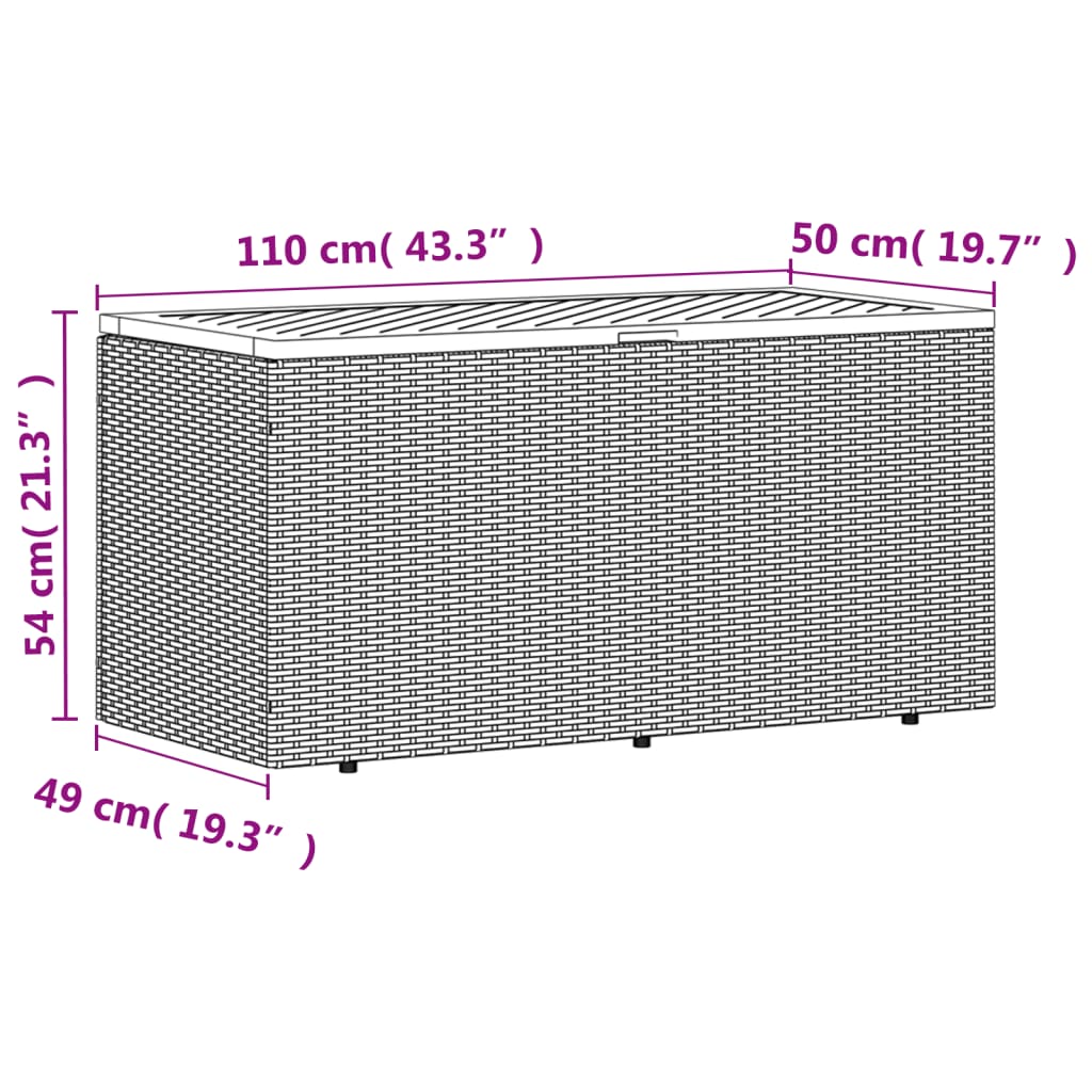 Vrtna škatla za shranjevanje bež 110x50x54 cm PE ratan akacija