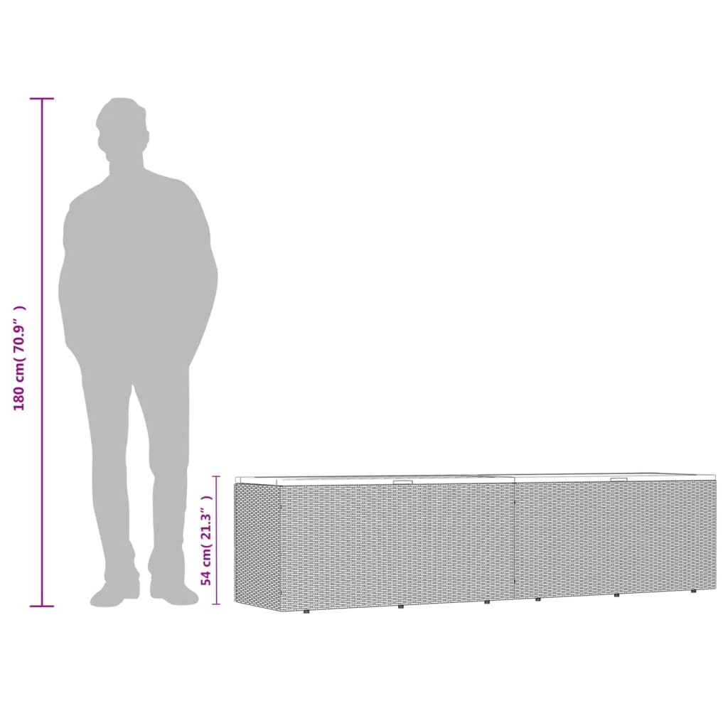 Vrtna škatla za shranjevanje črna 220x50x54 cm PE ratan akacija