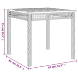 Vrtna miza bež 80x80x75 cm poli ratan in akacijev les