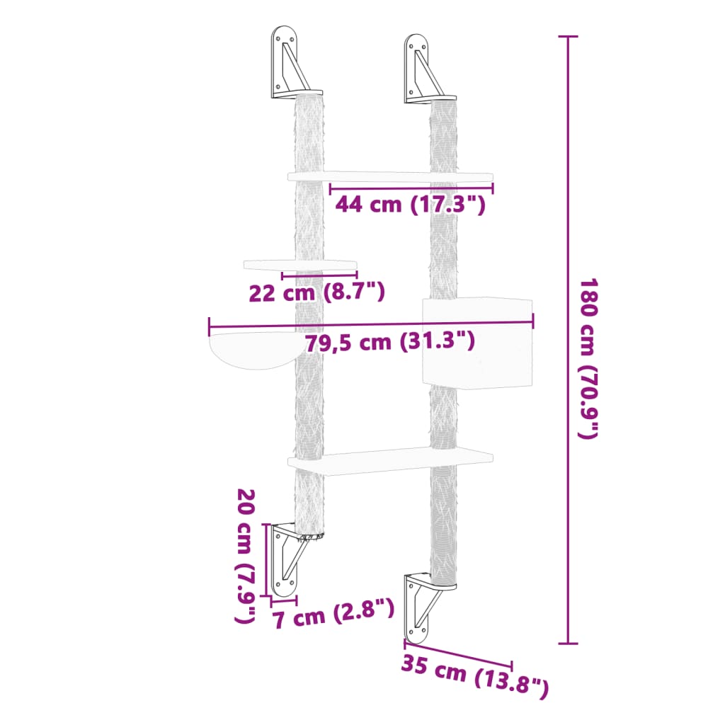 Stensko mačje drevo s praskalnikom krem 180 cm