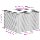 Vrtna miza s stekleno mizno ploščo črna 55x55x37 cm poli ratan