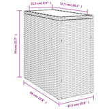 Vrtna miza s stekleno mizno ploščo črna 58x27,5x55cm poli ratan