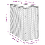 Vrtna miza s stekleno mizno ploščo bež 58x27,5x55cm poli ratan