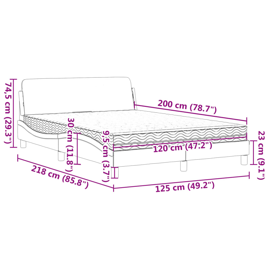 Postelja z vzmetnico krem 120x200 cm blago