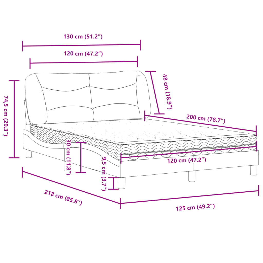 Postelja z vzmetnico krem 120x200 cm blago