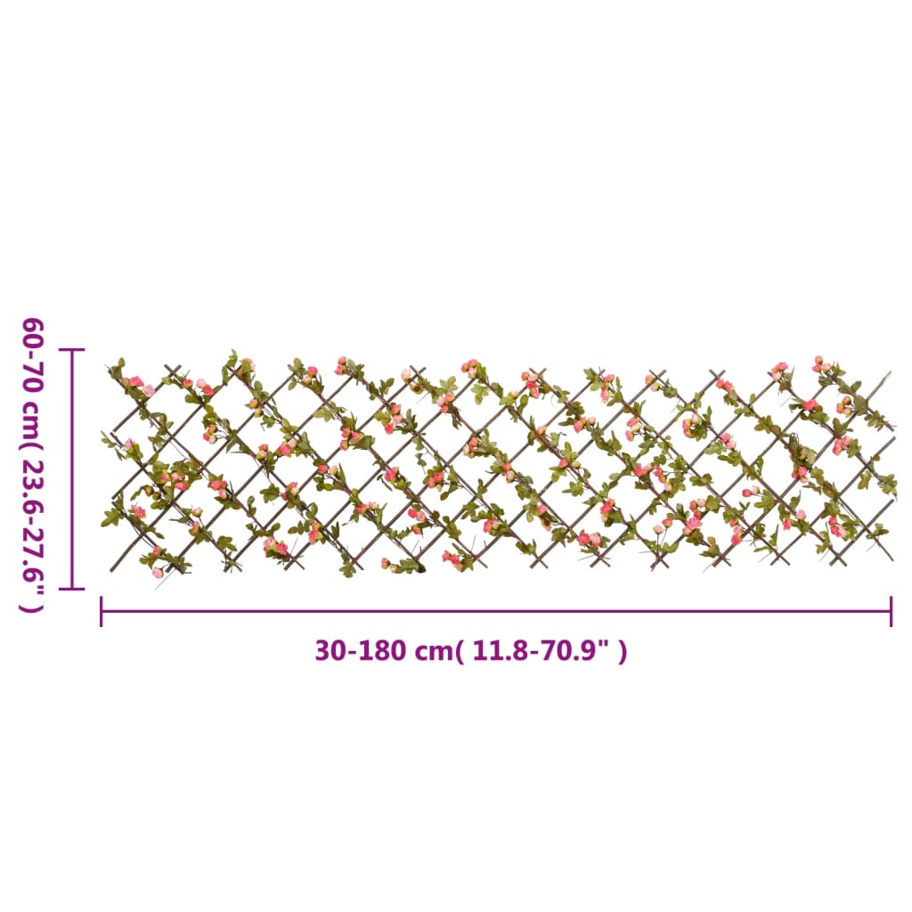 vidaXL Umetni bršljan raztegljiva ograja temno roza 180x60 cm