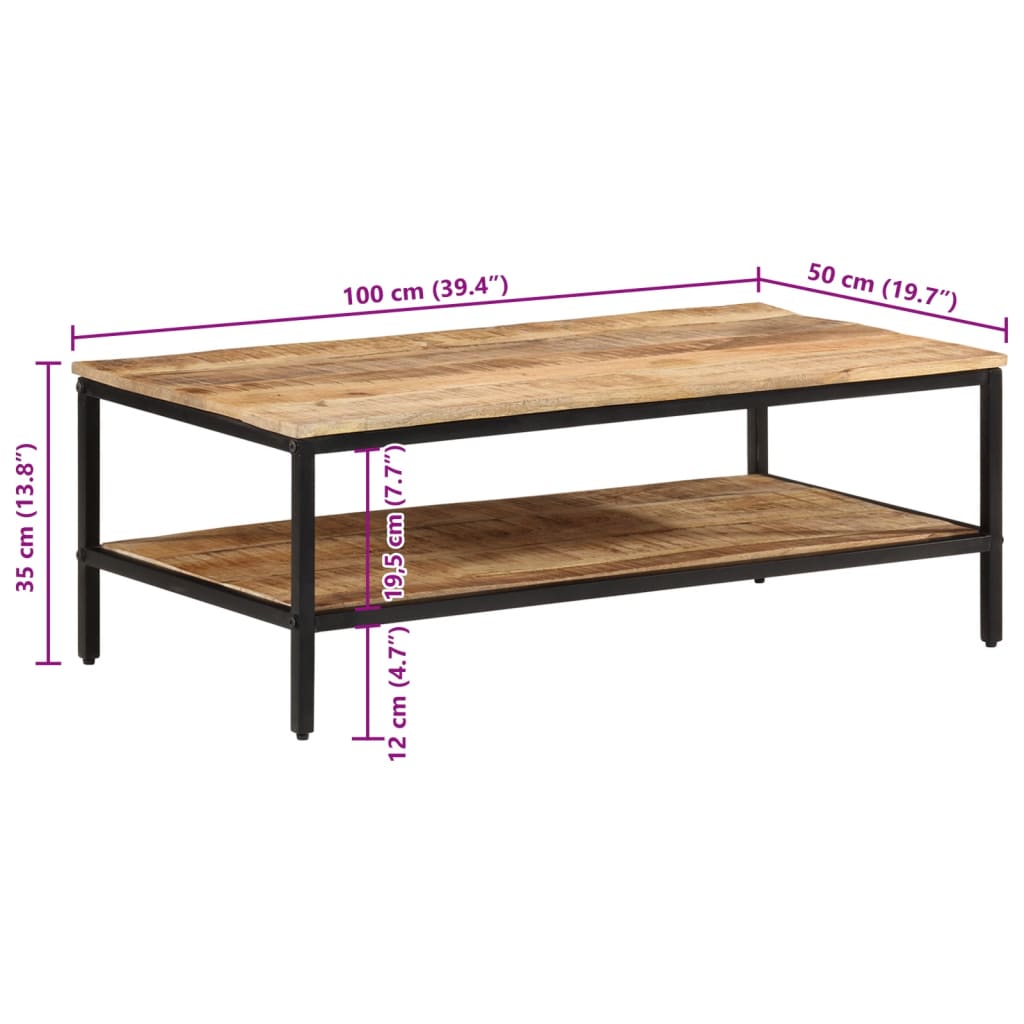 Klubska mizica 100x50x35 cm trden robusten mangov les