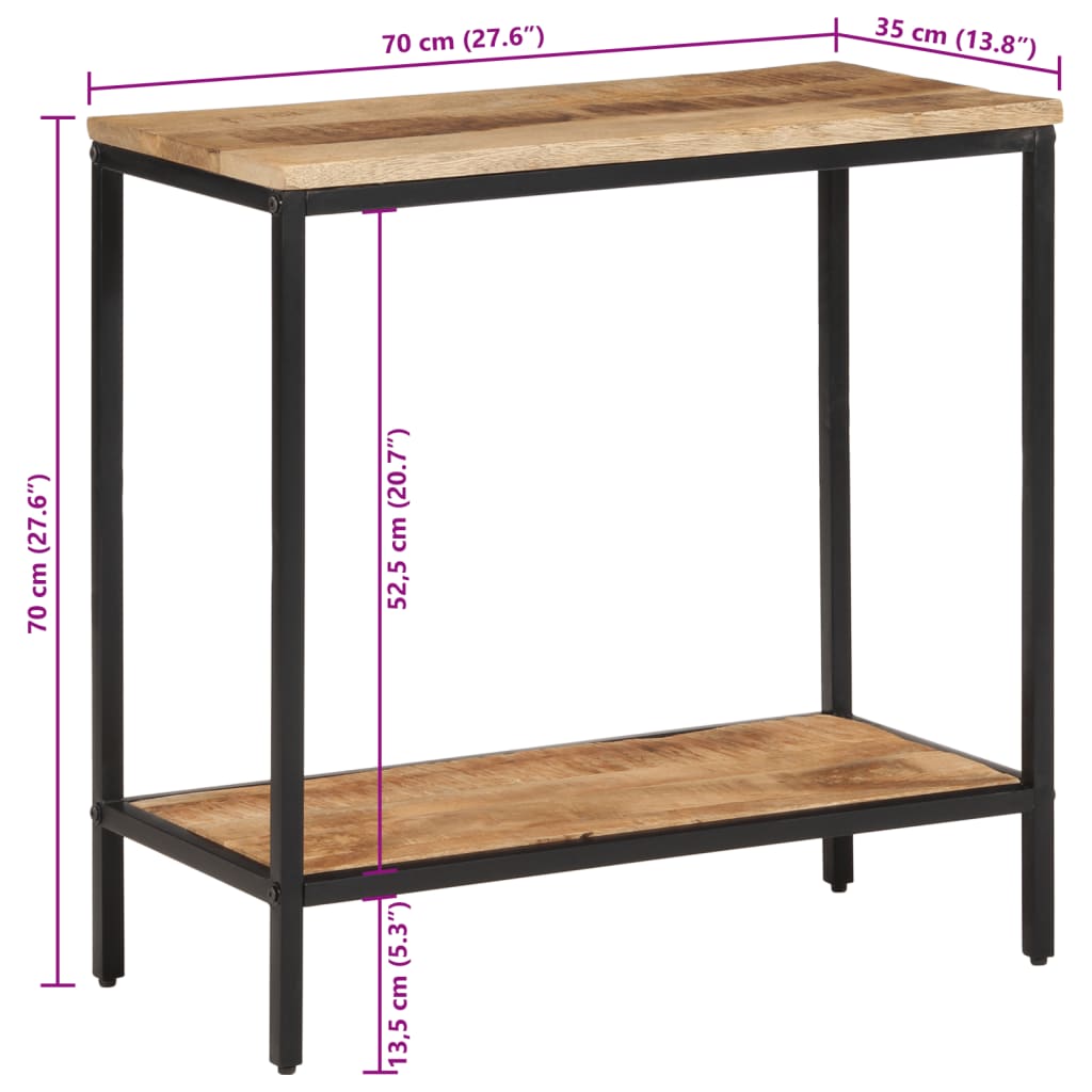 Konzolna mizica 70x35x70 cm trden neobdelan mangov les