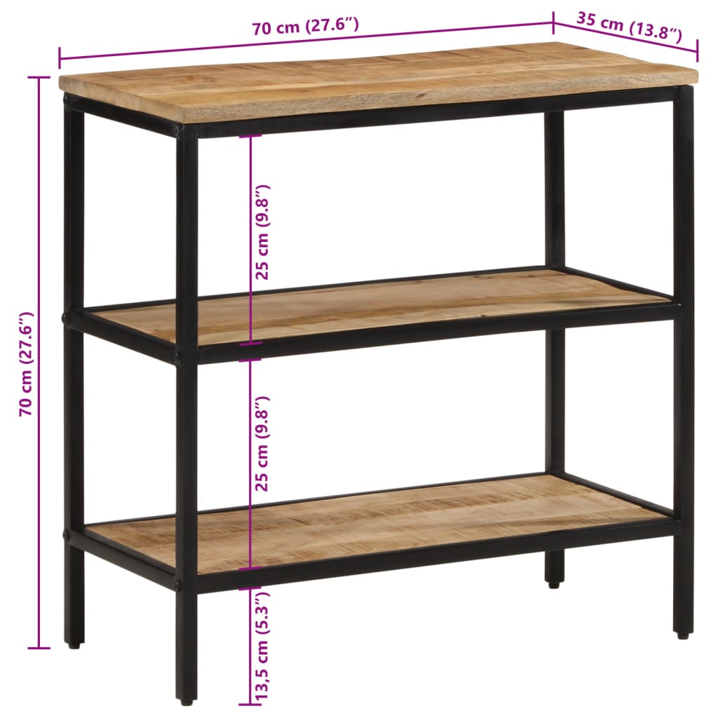 Konzolna mizica 70x35x70 cm trden neobdelan mangov les