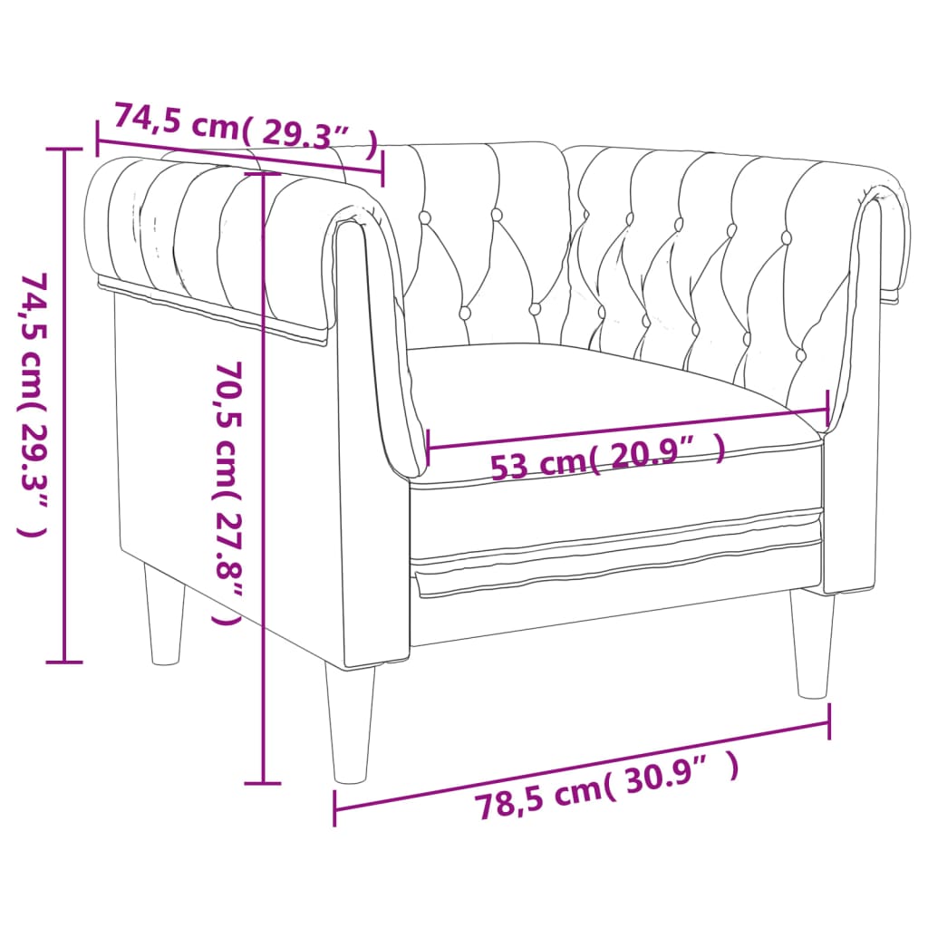 Fotelj chesterfield modra tkanina