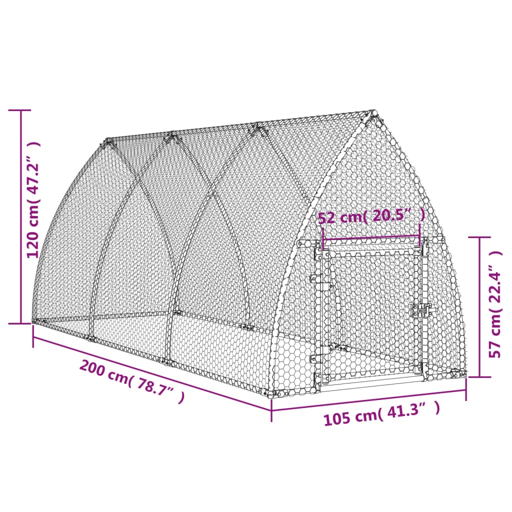 Kokošnjak srebrn 300x105x120 cm pocinkano jeklo