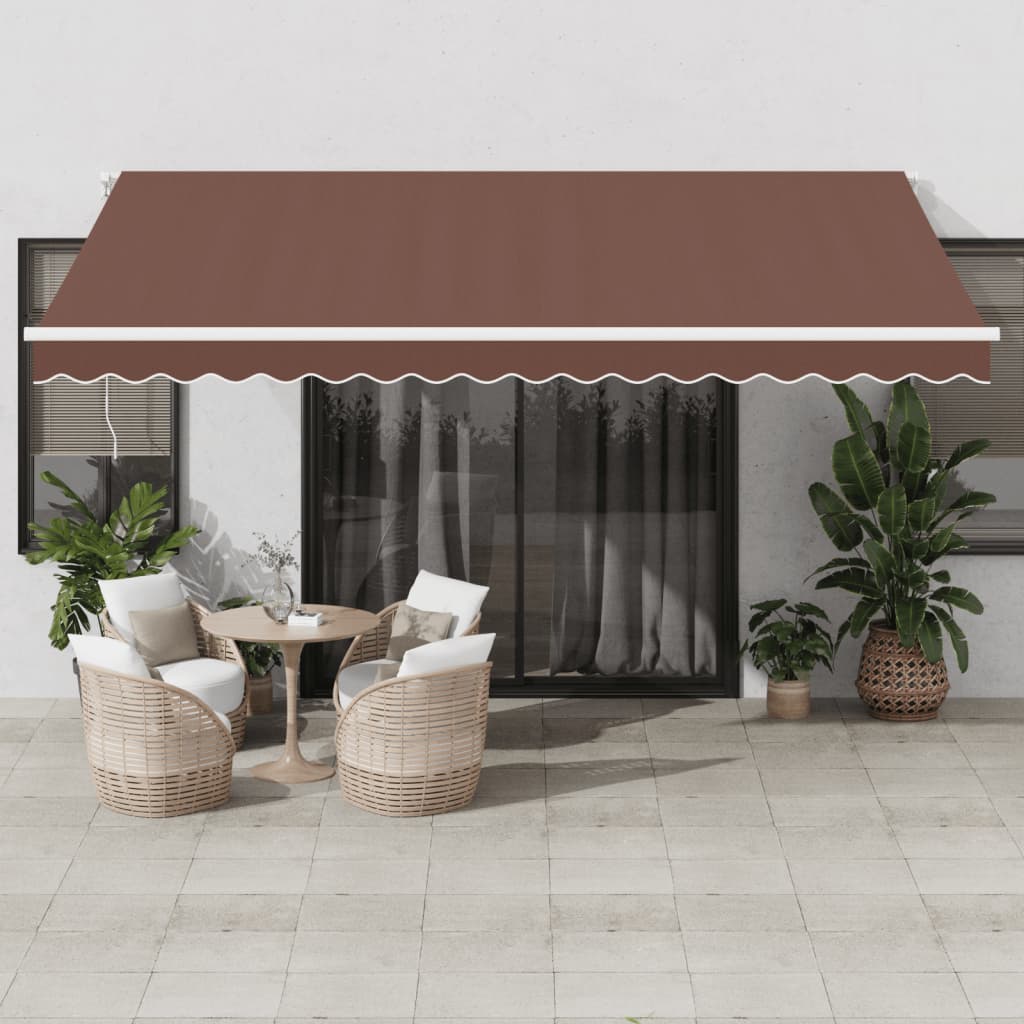 Avtomatsko zložljiva tenda z LED rjava 450x350 cm