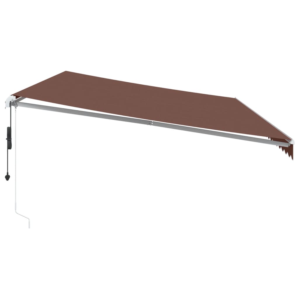 Avtomatsko zložljiva tenda z LED rjava 600x350 cm