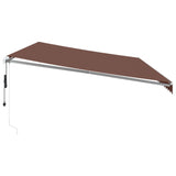 Avtomatsko zložljiva tenda z LED rjava 600x350 cm