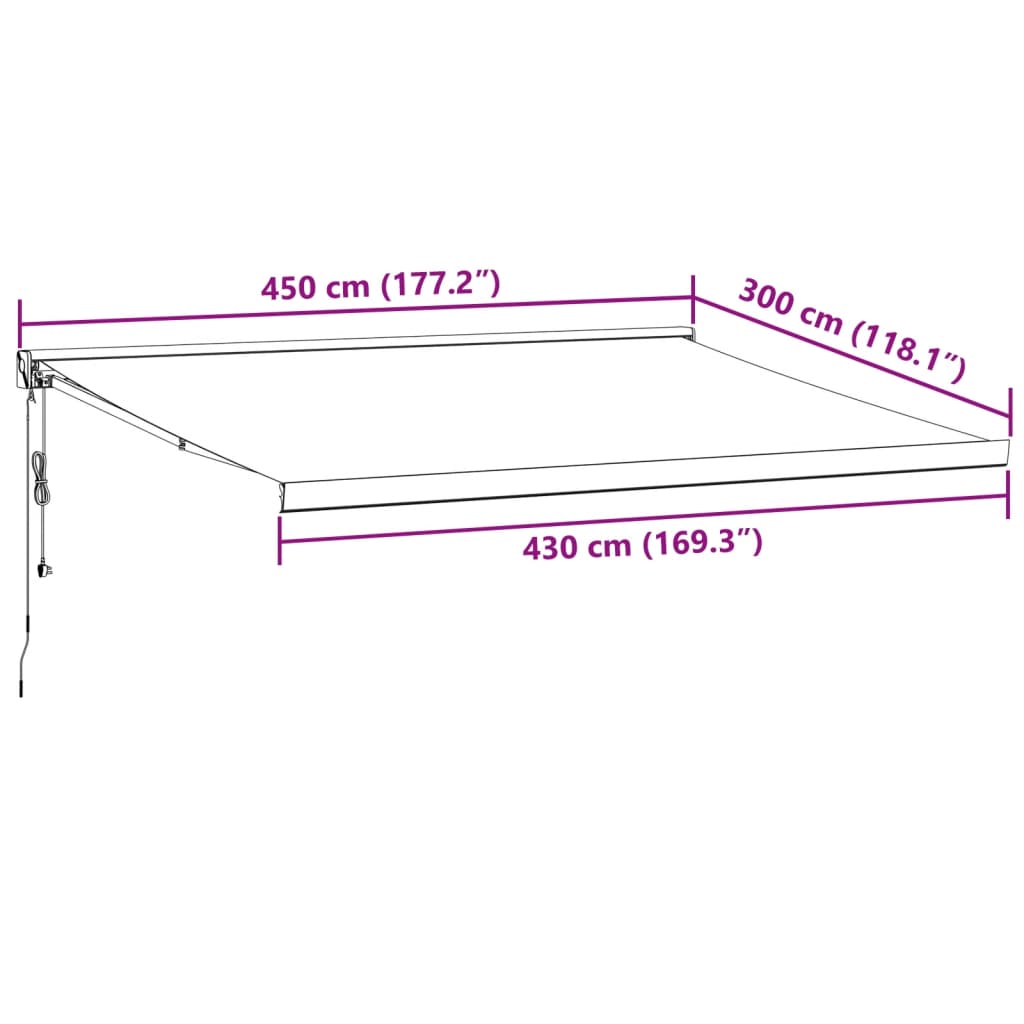 Zložljiva tenda antracit in bela 4,5x3 m blago in aluminij