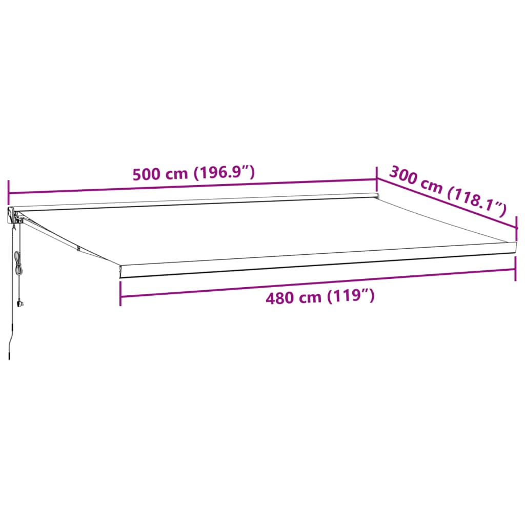 Zložljiva tenda antracit in bela 5x3 m blago in aluminij