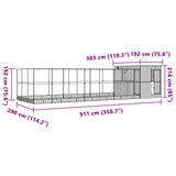 Voliera s podaljškom srebrna 911x303x216 cm jeklo