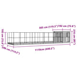 Voliera s podaljškom srebrna 1118x303x216 cm jeklo