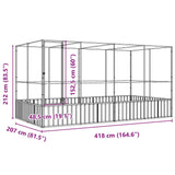Voliera s podaljškom srebrna 418x207x212 cm jeklo