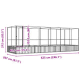 Voliera s podaljškom srebrna 625x207x212 cm jeklo