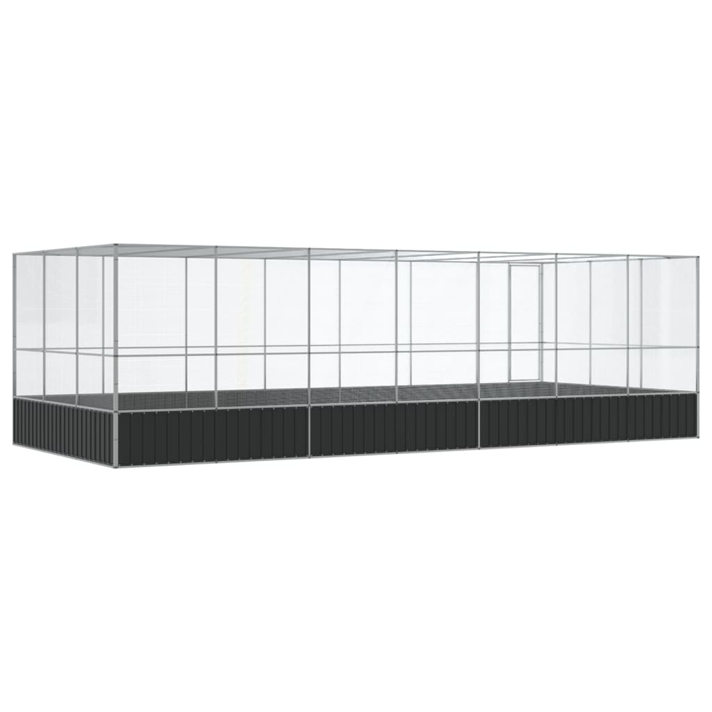 Voliera s podaljškom srebrna 725x307x212 cm jeklo