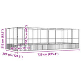 Voliera s podaljškom srebrna 725x307x212 cm jeklo