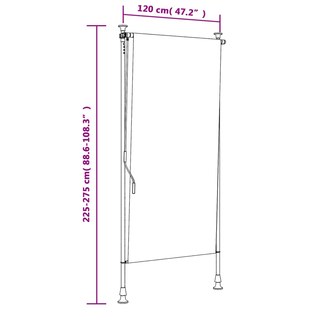 Zunanje rolo senčilo modro in belo 120x270 cm tkanina in jeklo