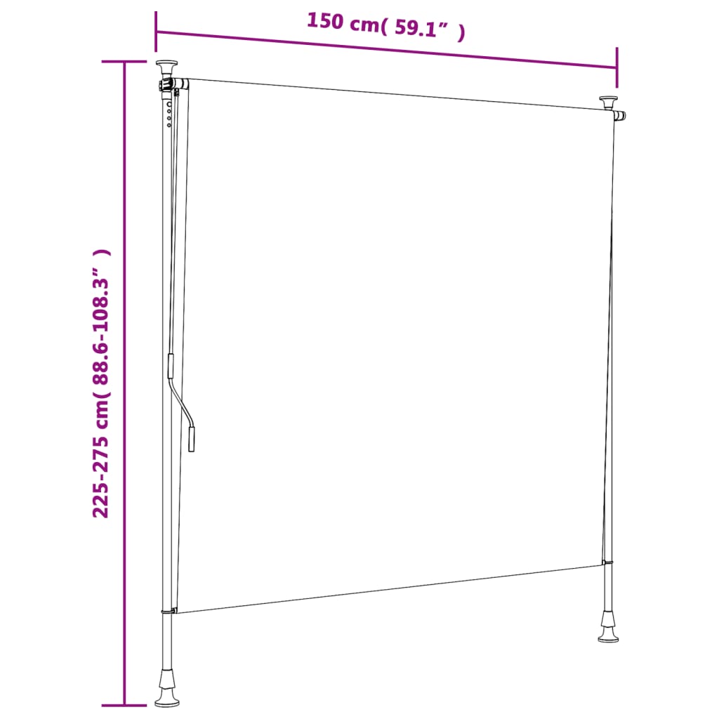 Zunanje rolo senčilo modro in belo 150x270 cm tkanina in jeklo