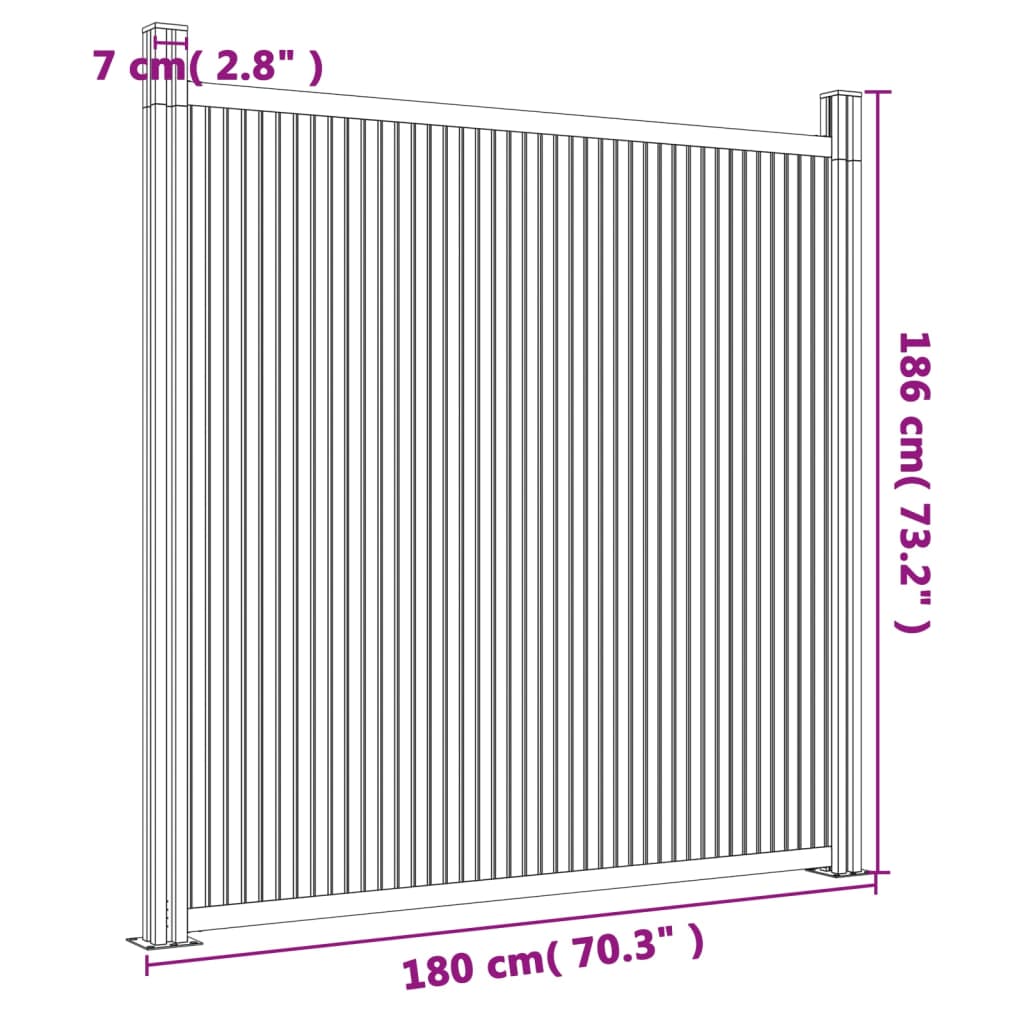 Ograjni panel WPC siv 180x186 cm