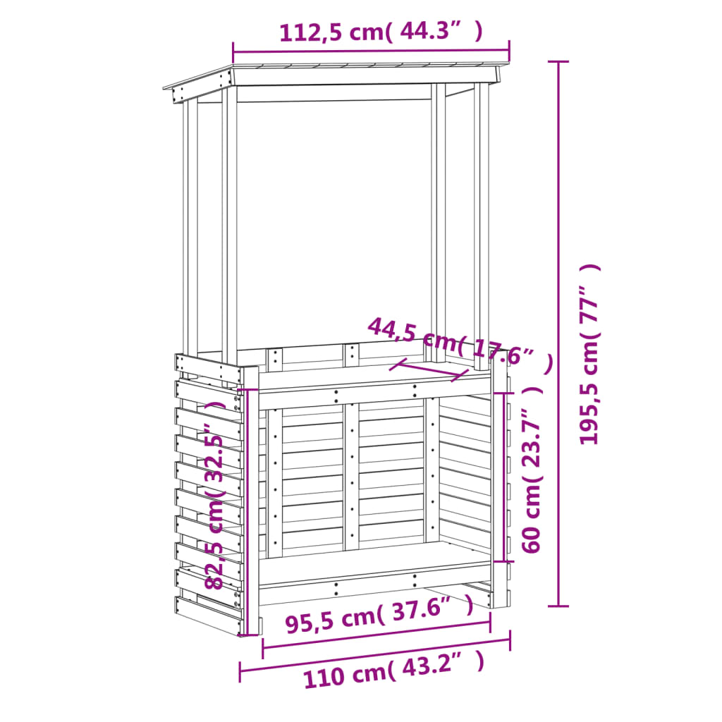 Zunanja barska miza s streho 112,5x57x195,5 cm trden les