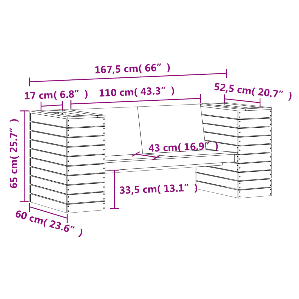 Klop z visoko gredo bela 167,5x60x65 cm trdna borovina