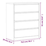 Predalnik SAUDA hrast 76,5x39x91 cm trdna borovina