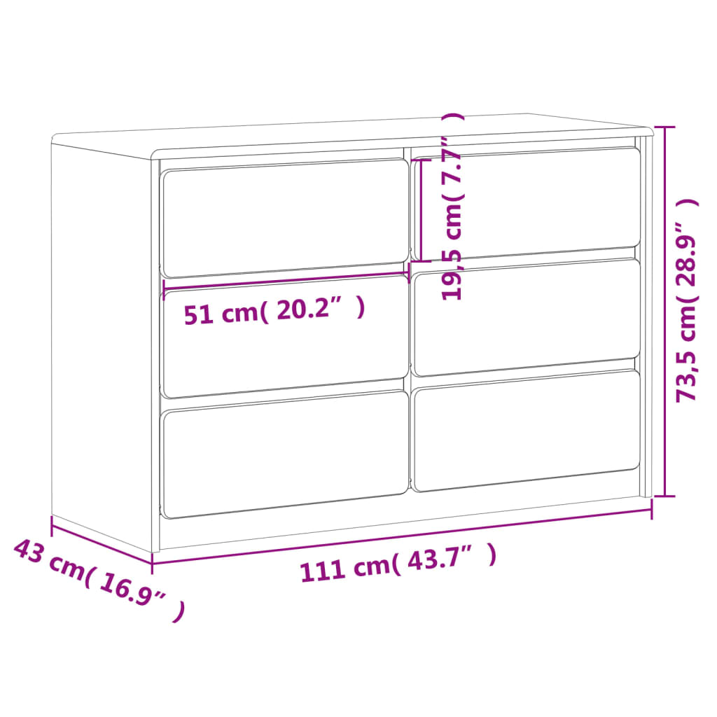 Predalnik SAUDA hrast 111x43x73,5 cm trdna borovina